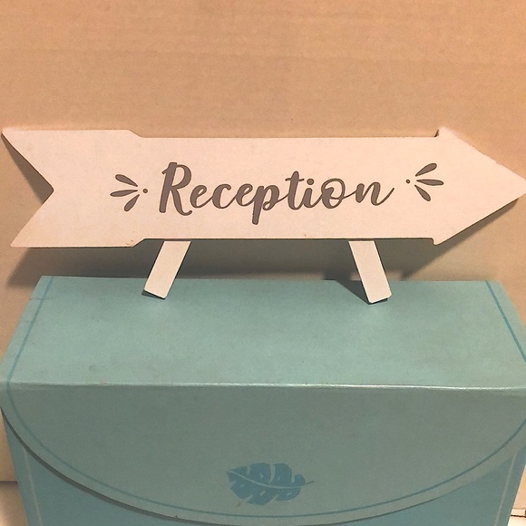 Wedding reception signs white & grey reception &gifts decor direction arrows NWT - Picture 2 of 5